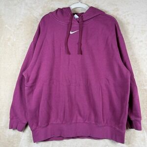 Nike Sportswear Club Center Swish Fleece Pullover Hoodie Fuchsia Pink Size L